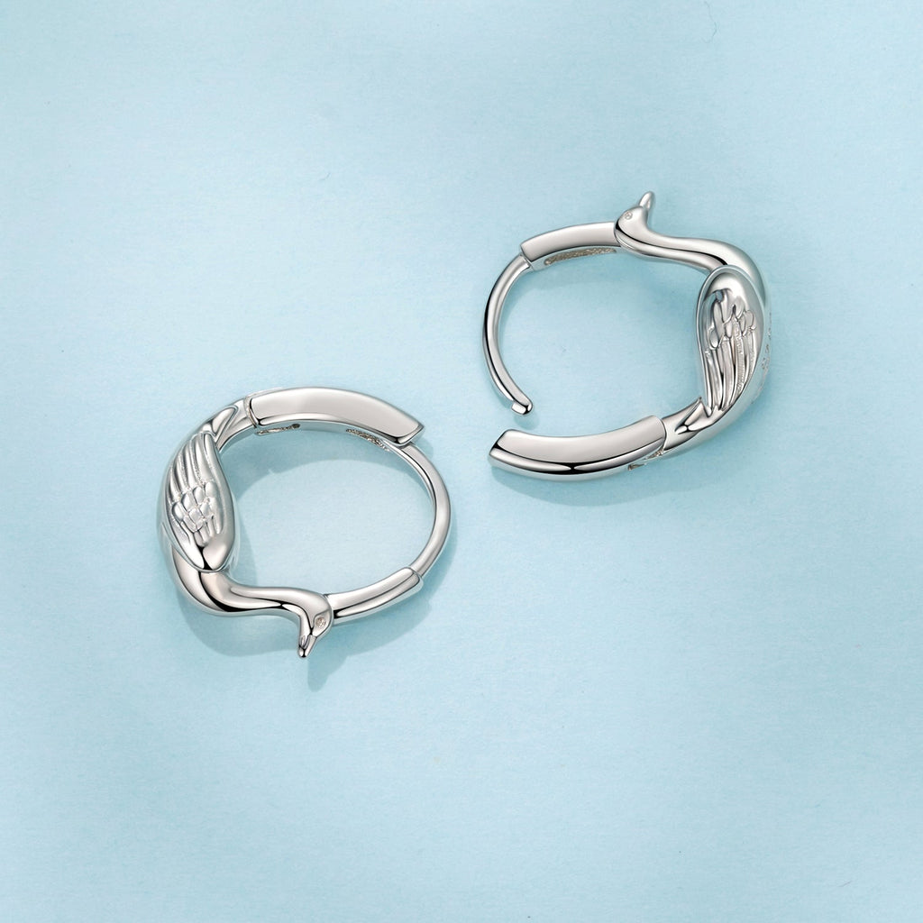 925 Sterling Silver Plated White Gold Hoop Earrings for Women