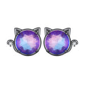 925 Sterling Silver Earrings with Pavé CZ and Transparent Glass in Black Gold, 1.0*1.2cm, for Women