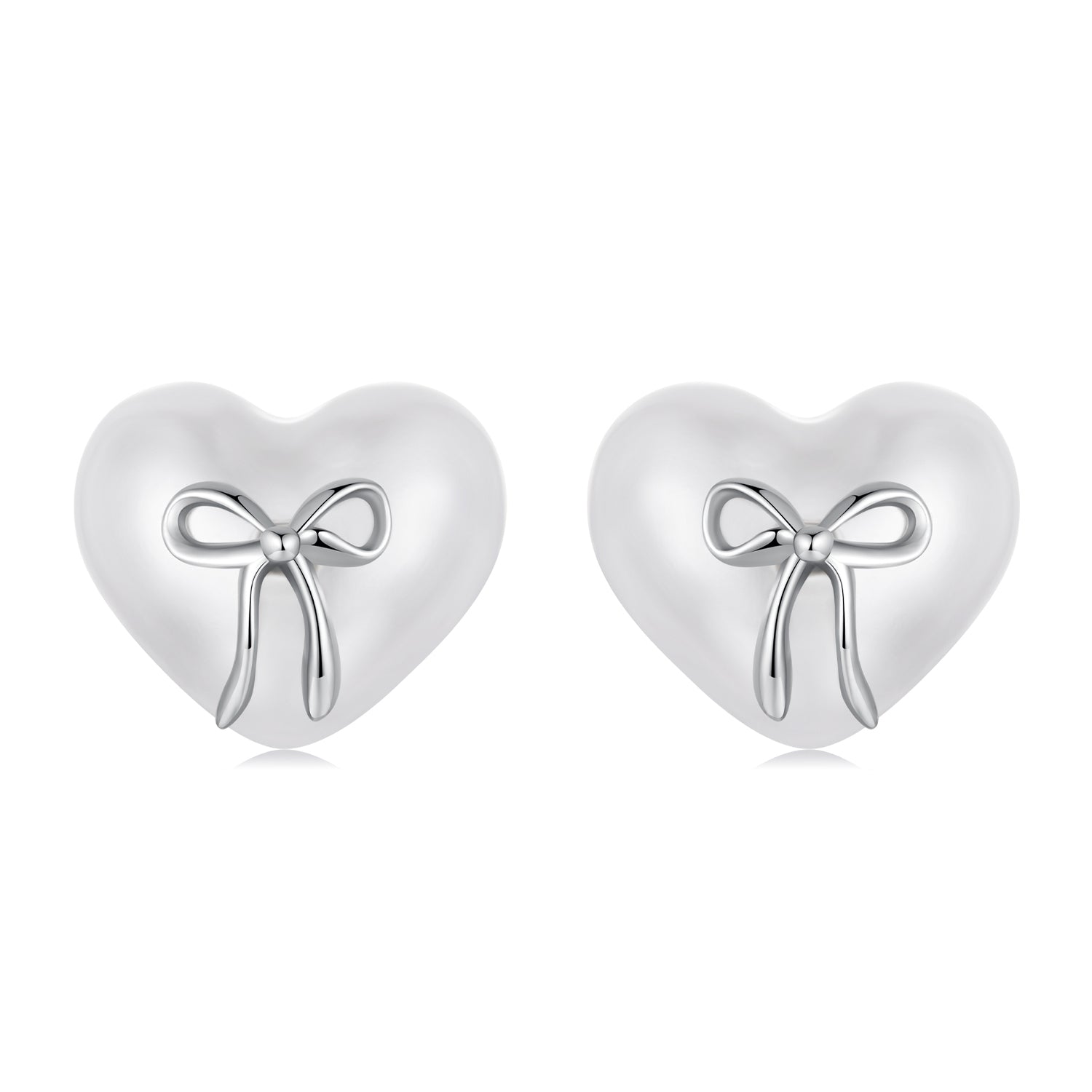 925 Sterling Silver Earrings with Quality Shell Pearl, Size 1*1.2cm for Women
