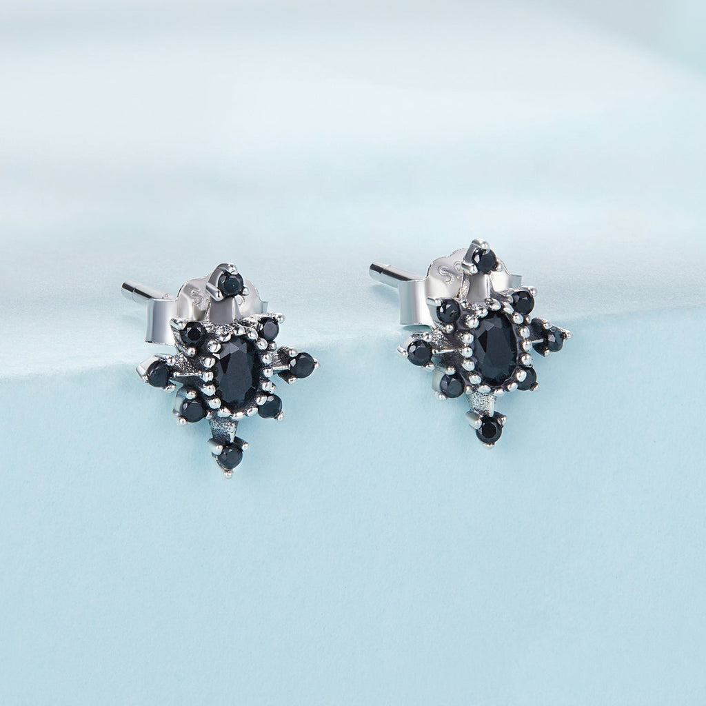 925 Sterling Silver Earrings with Pavé Setting CZ, Size 0.8*0.7cm for Women