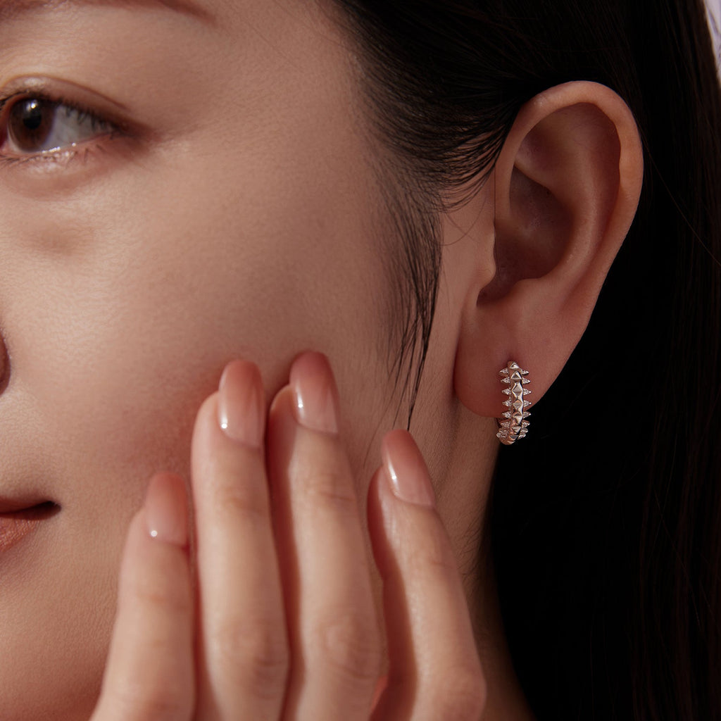 925 Sterling Silver White Gold Plated 1.6cm Pavé CZ Hoop Earrings for Women