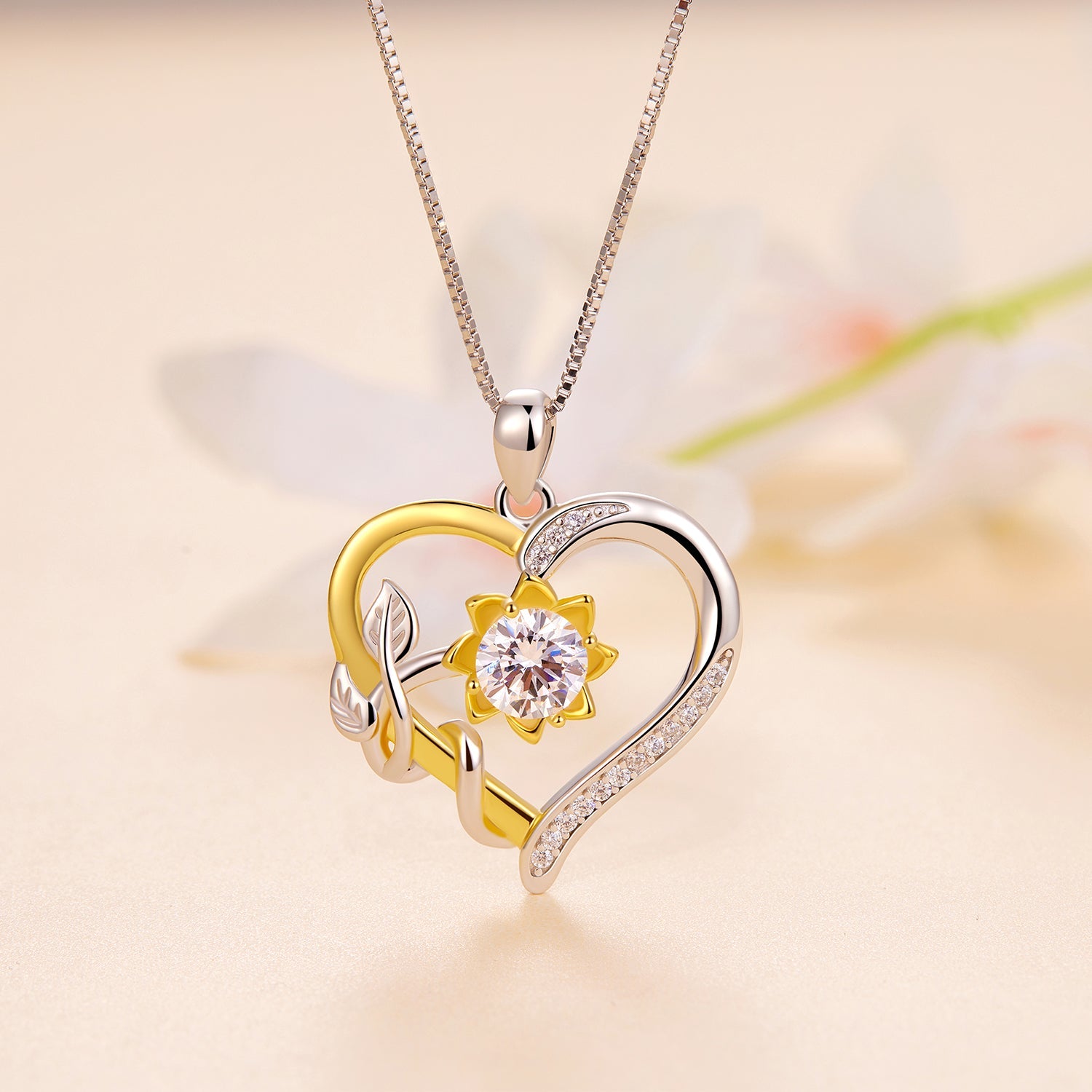 925 Sterling Silver Plated Gold Moissanite Necklace with Pavé Setting for Women