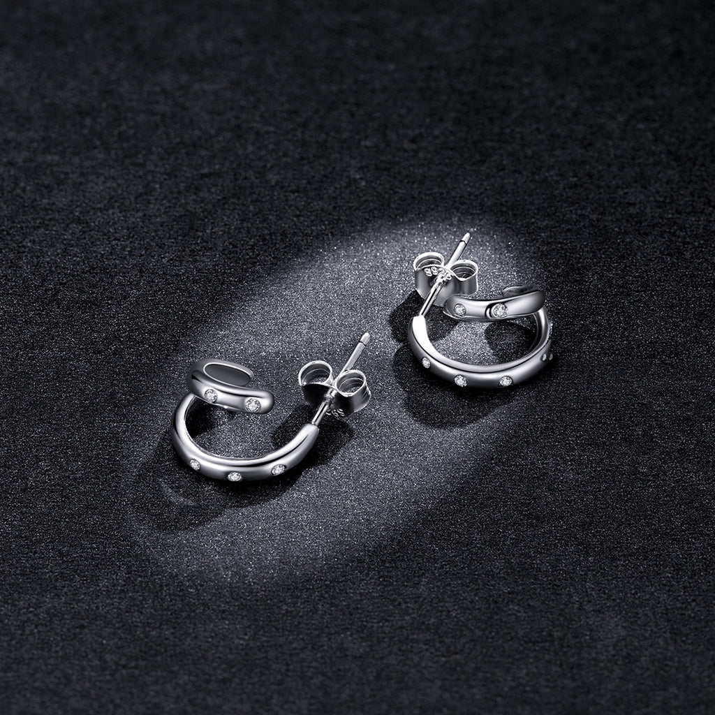 925 Sterling Silver Earrings with Pavé Setting CZ