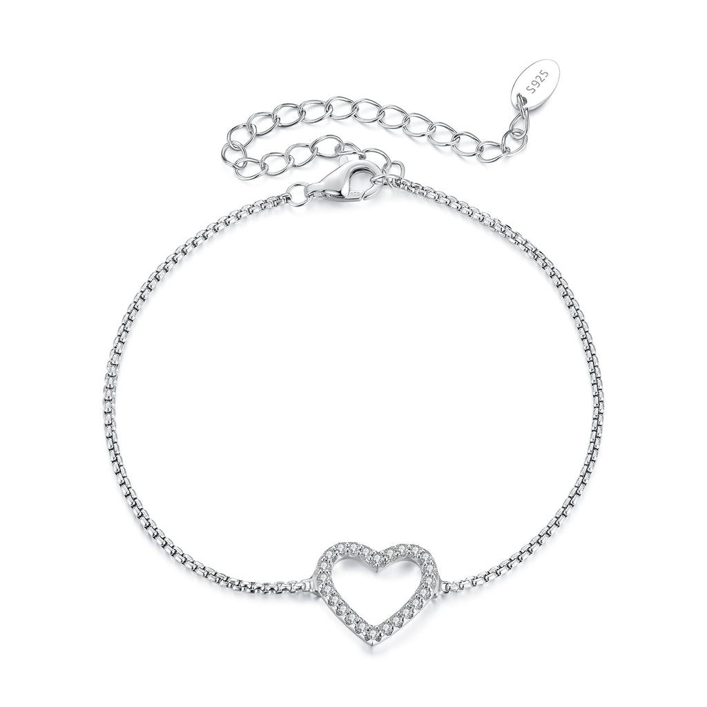 925 Sterling Silver Plated White Gold Moissanite Bracelet for Women