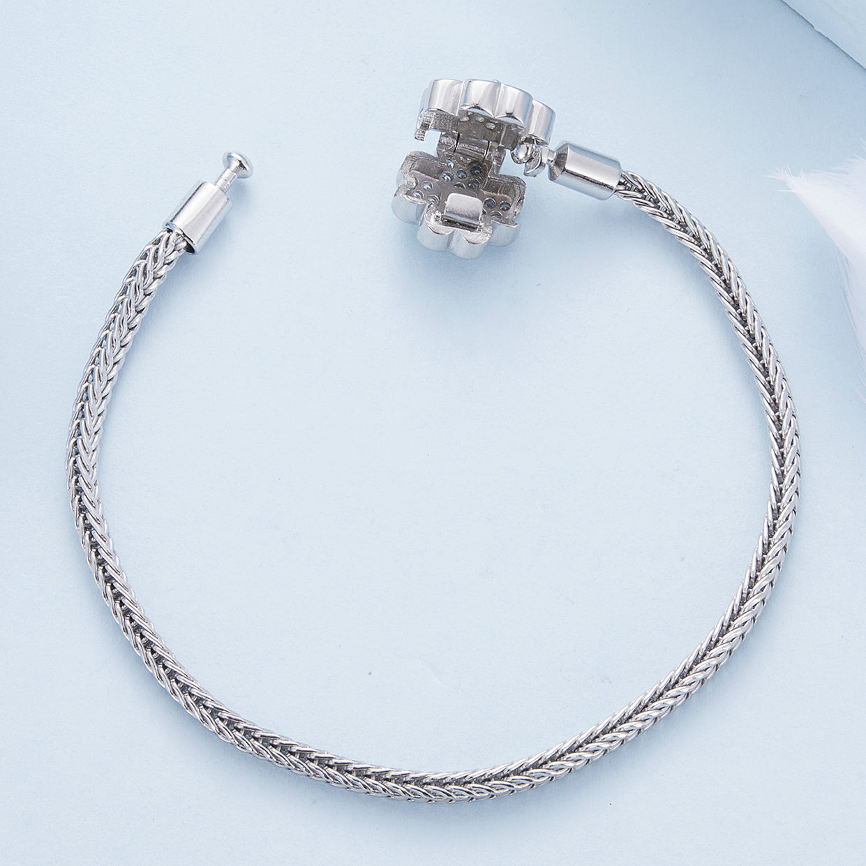 925 Sterling Silver Plated Platinum Bracelet with 3mm Rope for Women