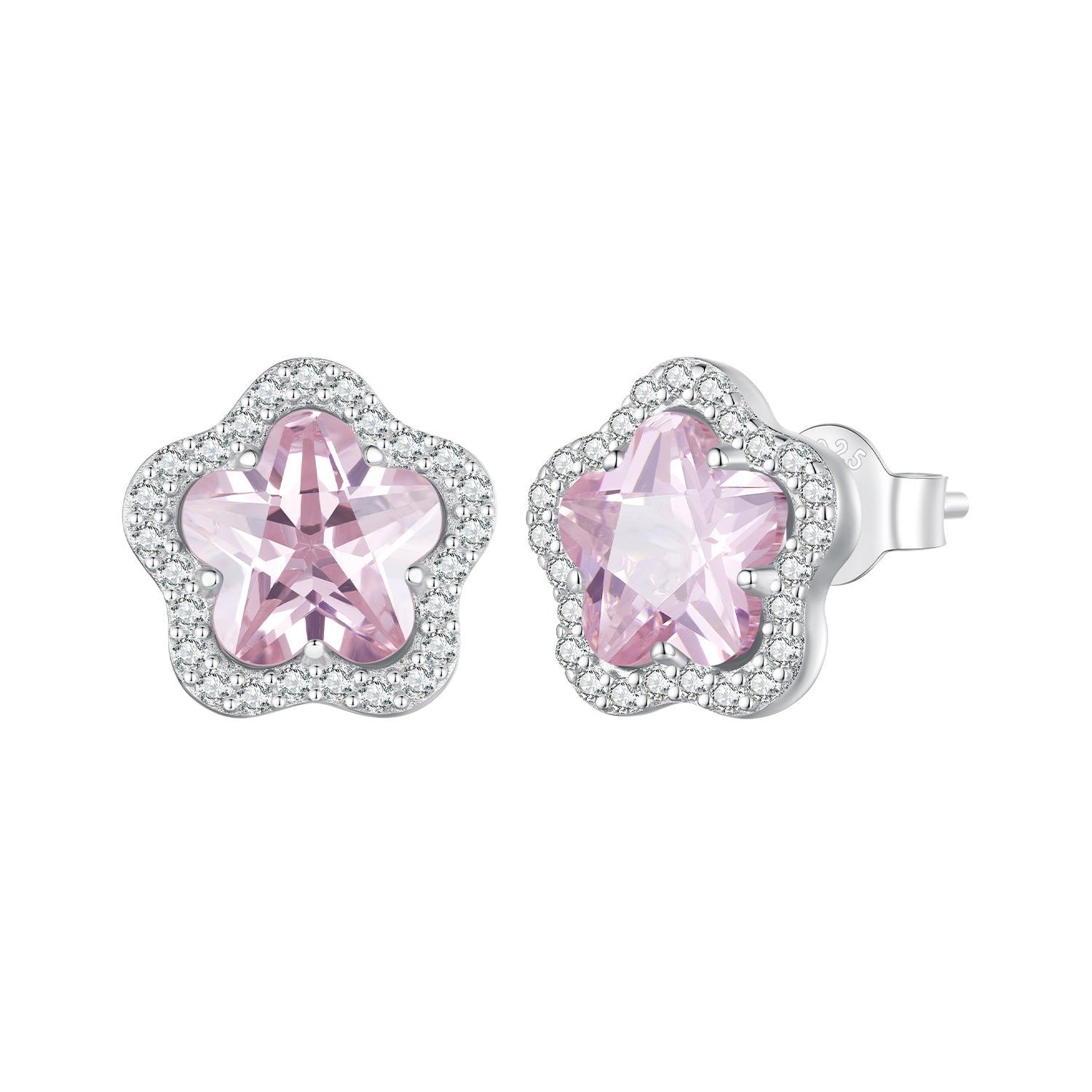 925 Sterling Silver Earrings with Pavé Setting CZ and Transparent Glass for Women