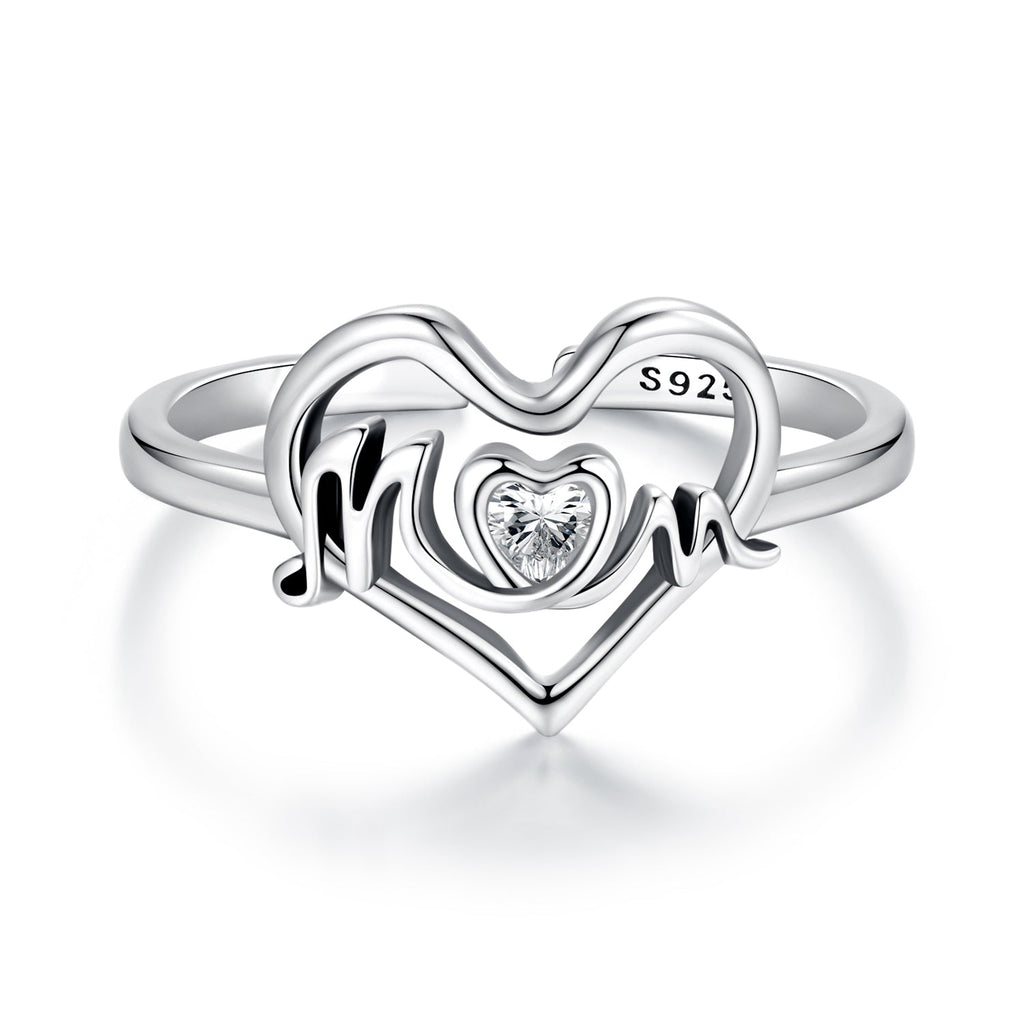 925 Sterling Silver Heart-shaped CZ Ring for Women