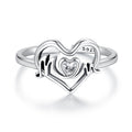925 Sterling Silver Heart-shaped CZ Ring for Women