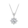925 Sterling Silver Moissanite Necklace with Pavé Setting in Platinum, 450mm, for Women