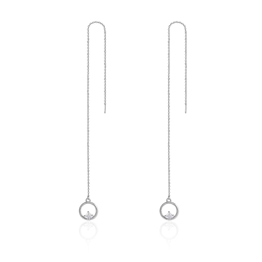 925 Sterling Silver Plated Platinum Pavé Setting CZ Earrings for Women