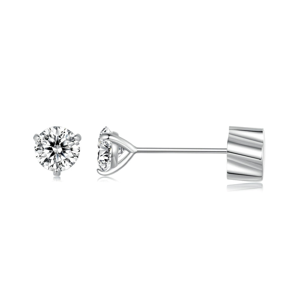 925 Sterling Silver Moissanite Earring 0.7cm White Gold Plated for Women