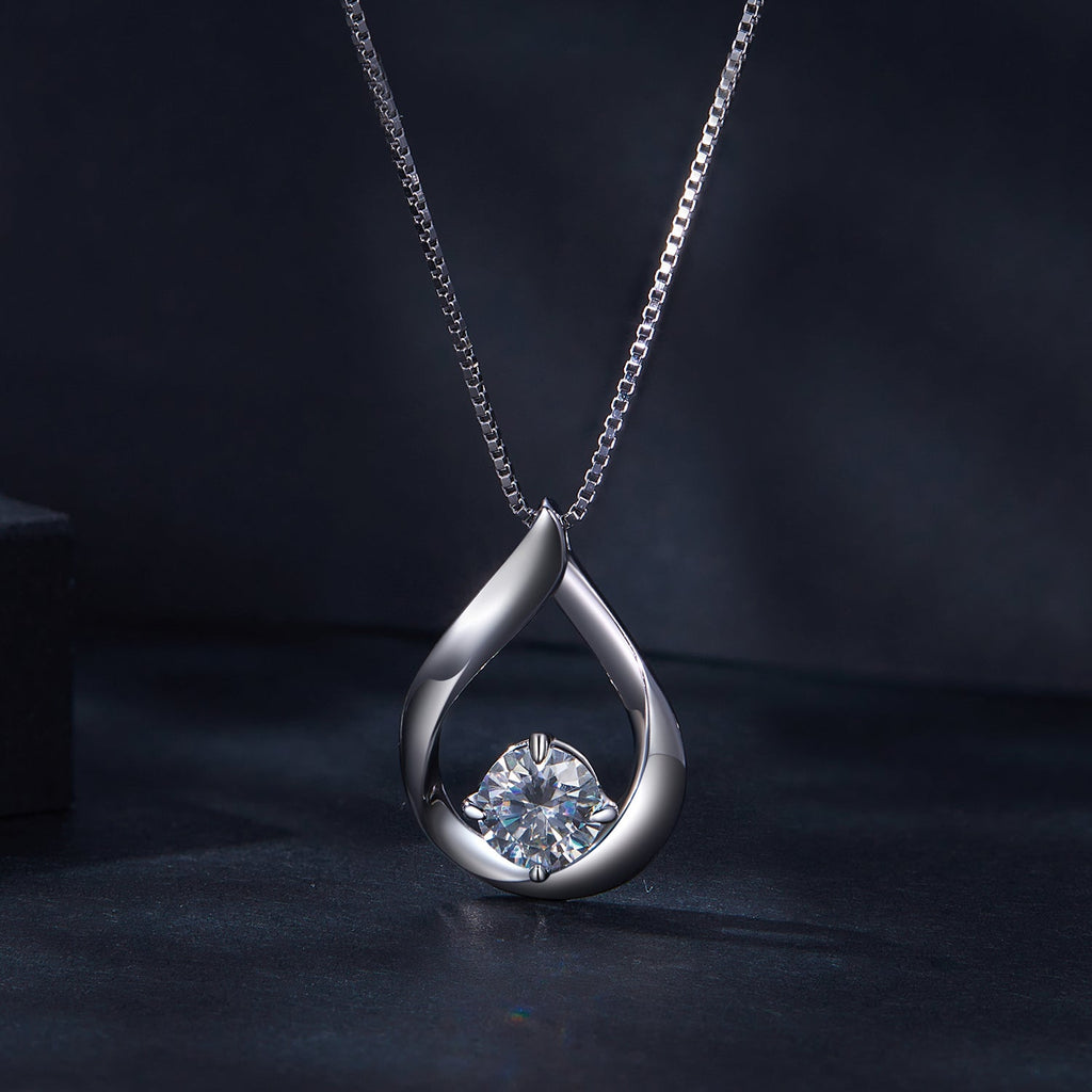 925 Sterling Silver Necklace with 1 Carat Moissanite - 400mm Length for Women