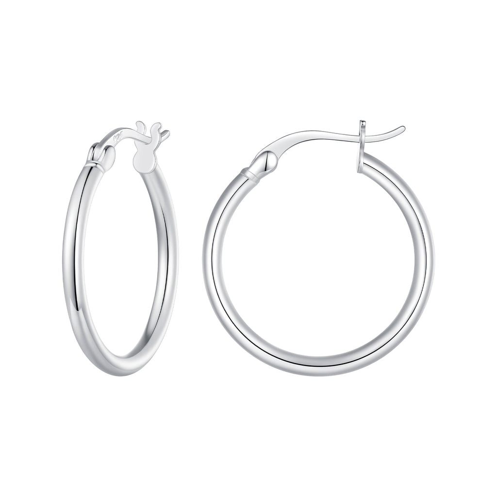 925 Sterling Silver Plated Platinum Earrings 24x2mm for Women