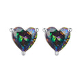 925 Sterling Silver Earrings 7mm Width with Transparent Glass for Women