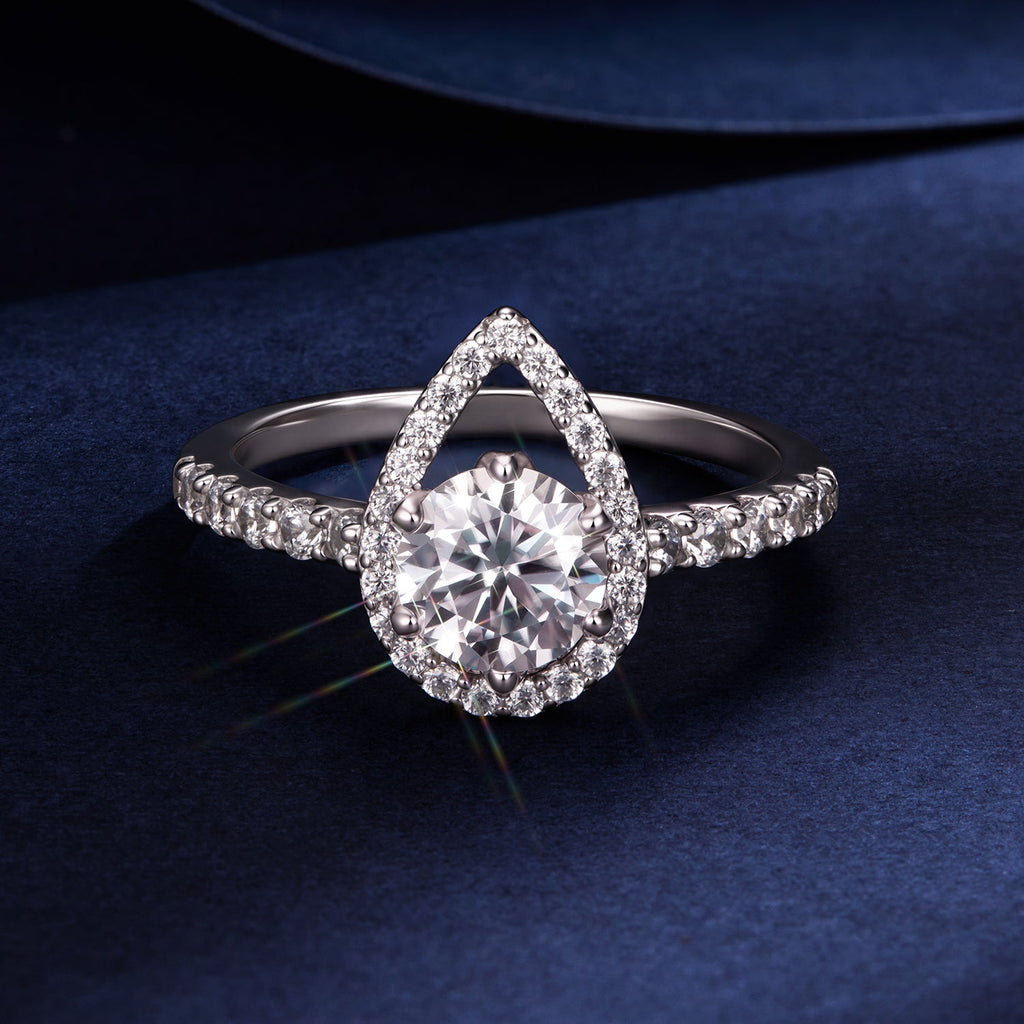 925 Sterling Silver Moissanite 1 Carat Pendant Ring Size 6 for Women