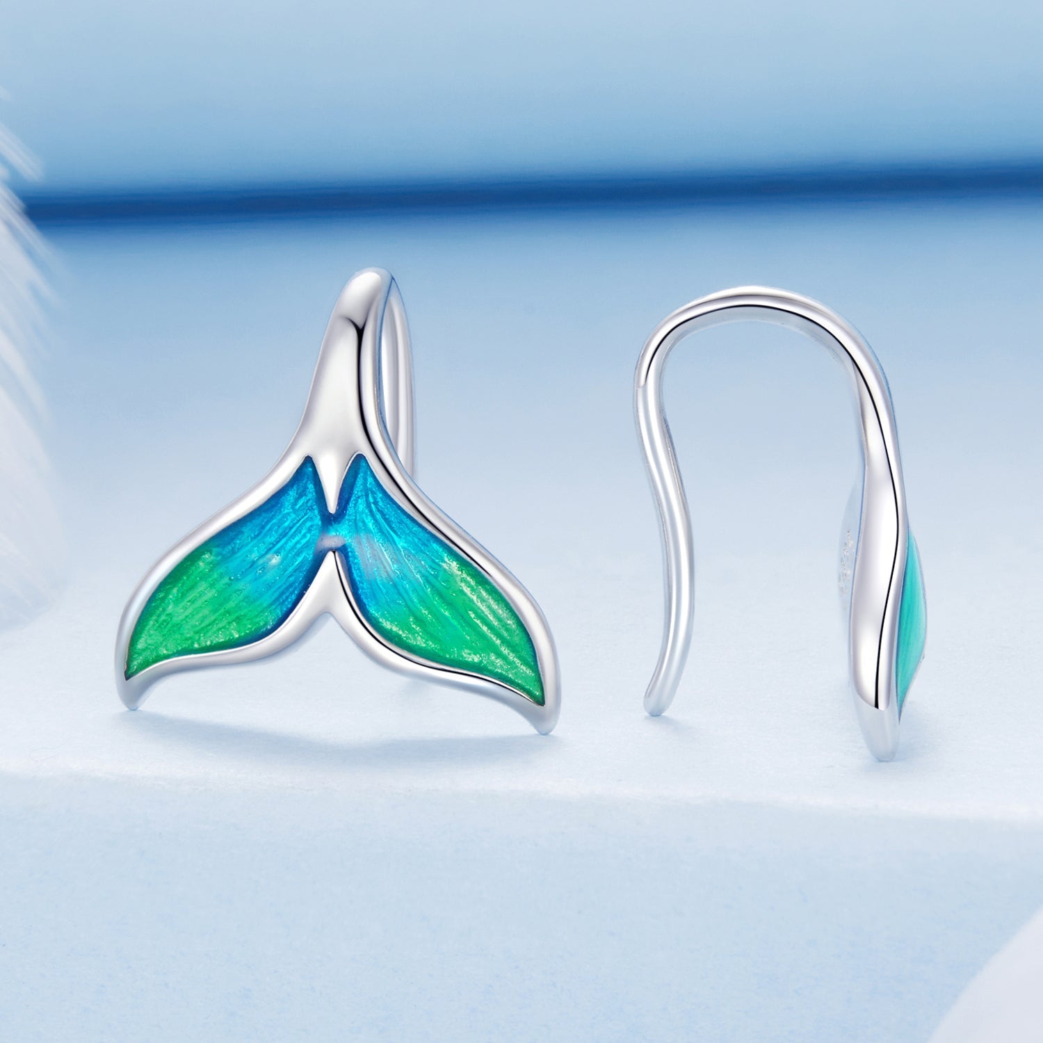 925 Sterling Silver White Gold Plated Enamel Earrings for Women