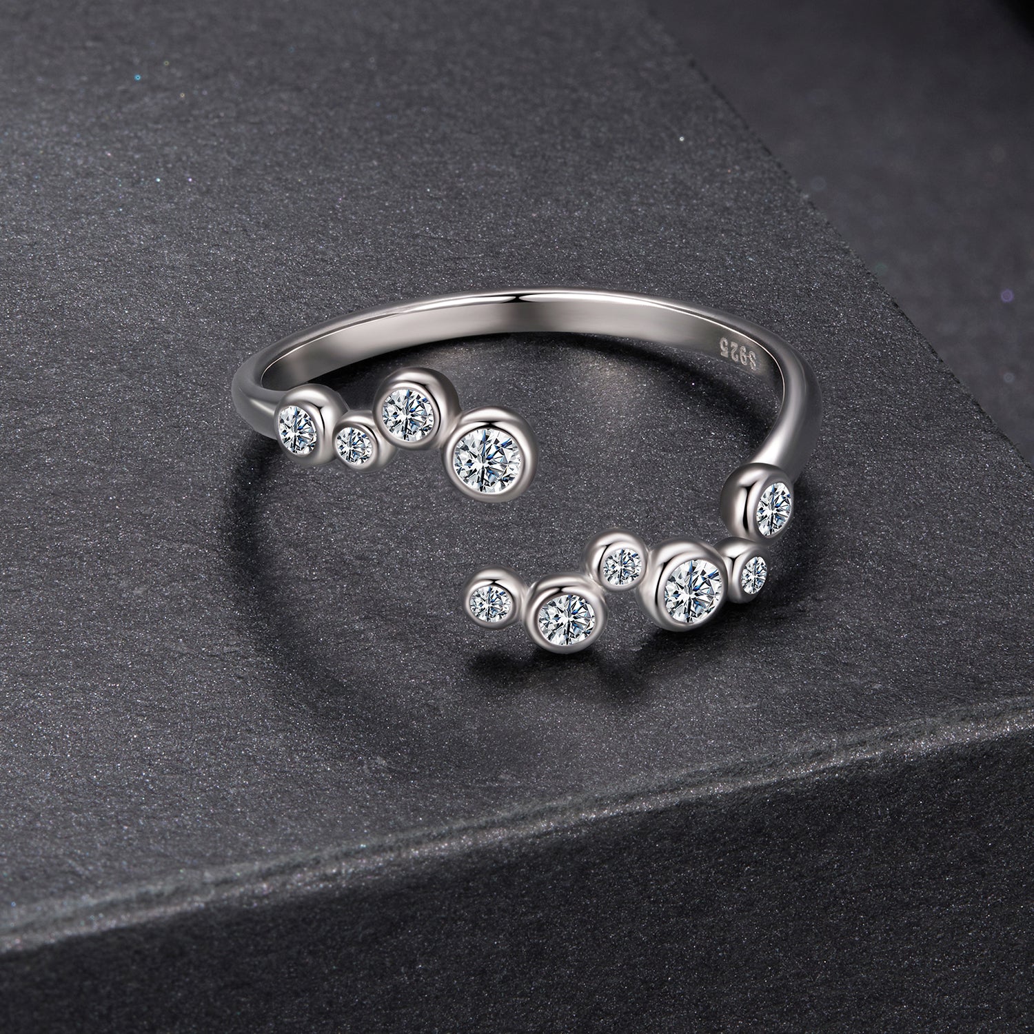 925 Sterling Silver Moissanite 0.06 Carat Ring for Women, Size E