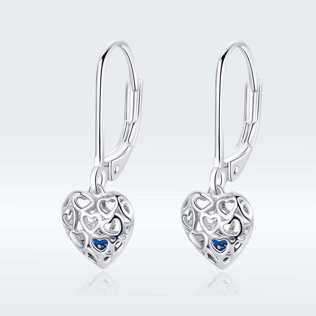 925 Sterling Silver Earrings with CZ and Platinum Plating, 2.3*0.8 cm
