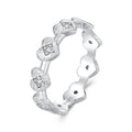 925 Sterling Silver Pave Setting CZ White Gold Plated Ring Size 6 for Women