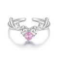 925 Sterling Silver White Gold Plated Bow-Knot Ring with CZ for Women