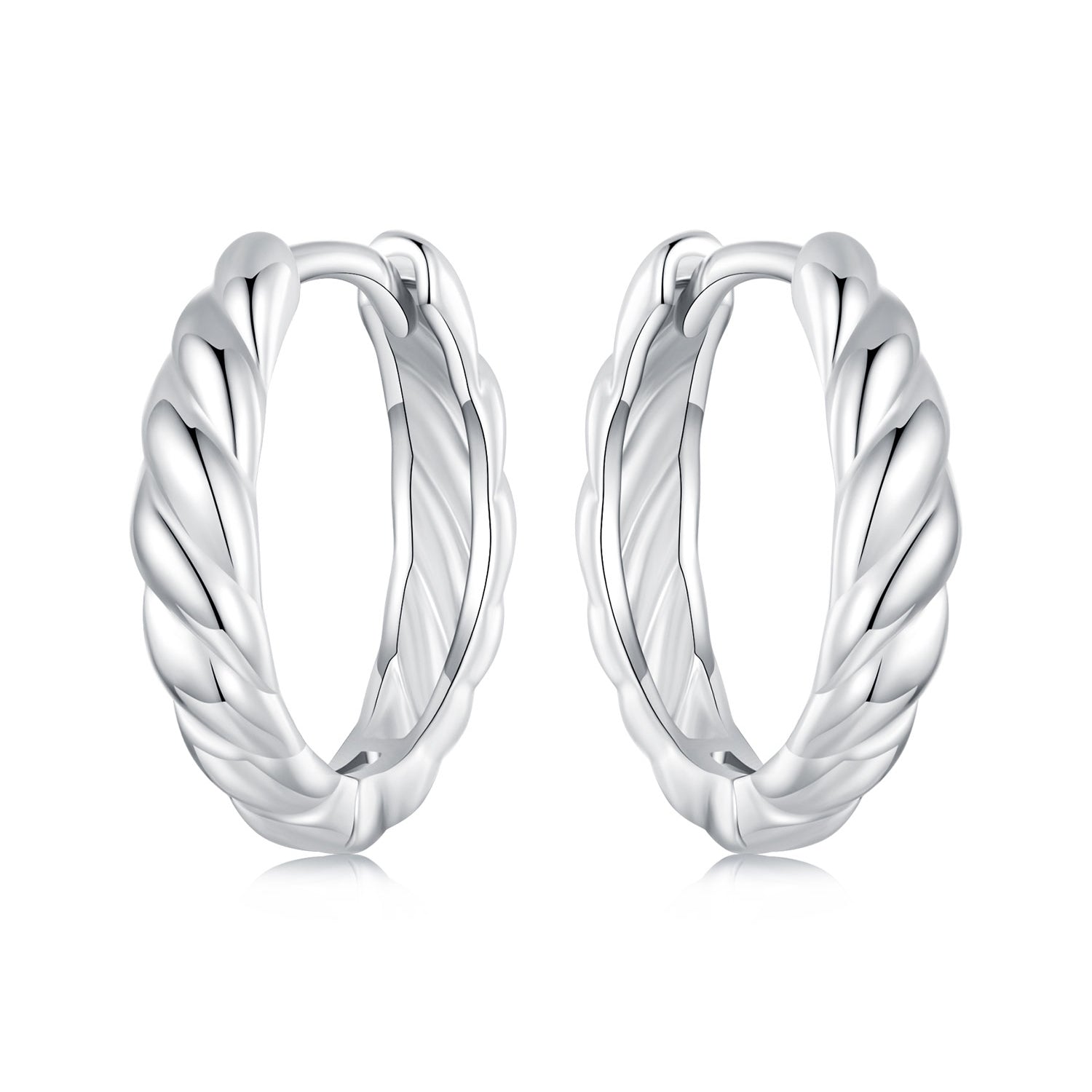 925 Sterling Silver Plated White Gold Earrings for Women - Size 11*3mm