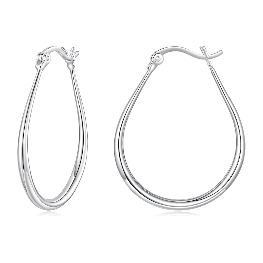 925 Sterling Silver Earrings for Women - 2.9x0.2cm, Plated White Gold, Style L
