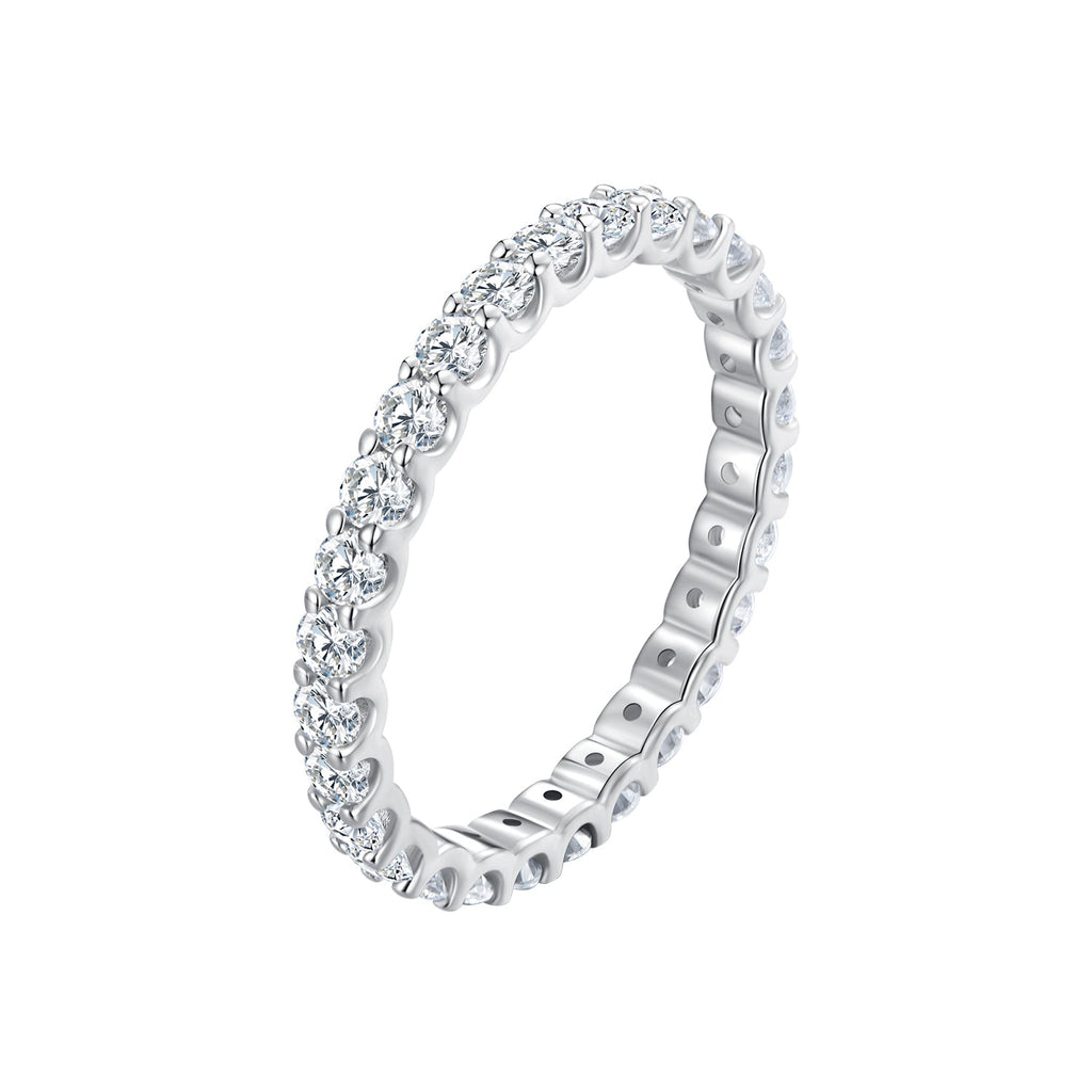 S925 Sterling Silver 2.0mm Moissanite Ring Size 9 for Women