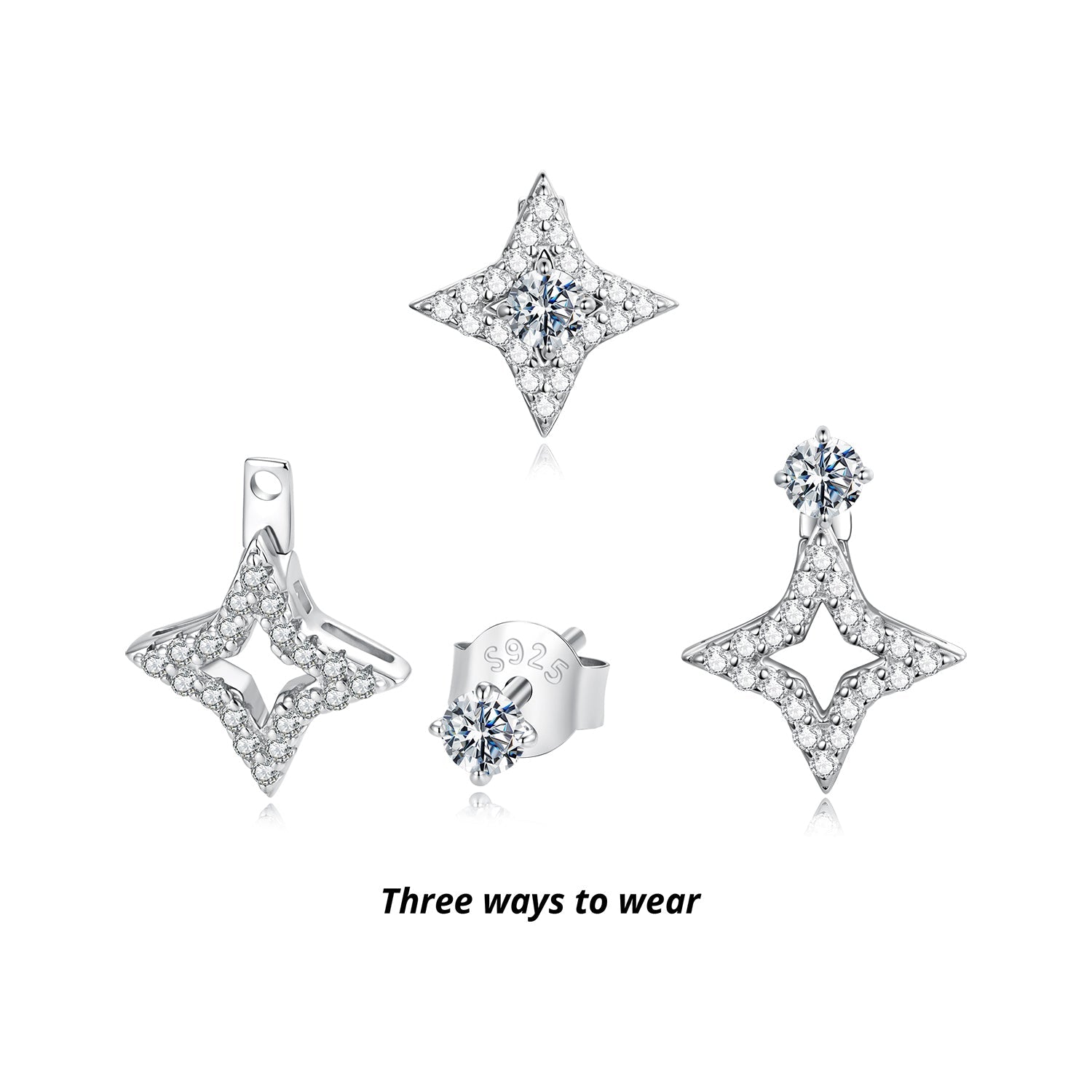 925 Sterling Silver Moissanite 0.1ct Earrings for Women