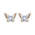 925 Sterling Silver Earrings with Enamel and Pavé Set CZ, 7x10mm, White Gold Plated for Women