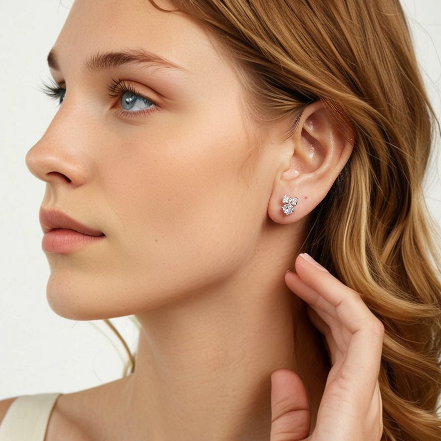 925 Sterling Silver Earrings with CZ and White Gold Plating for Women