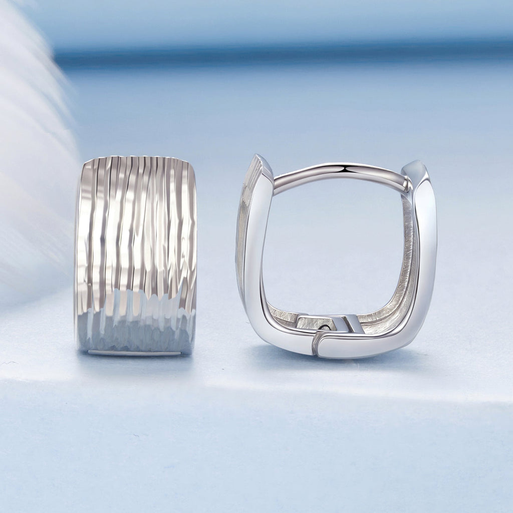 925 Sterling Silver Earrings for Women with White Gold Plating - 1.1cm x 0.7cm