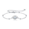 925 Sterling Silver White Gold Plated Bracelet with Synthetic Opal - Length 15+6cm for Women