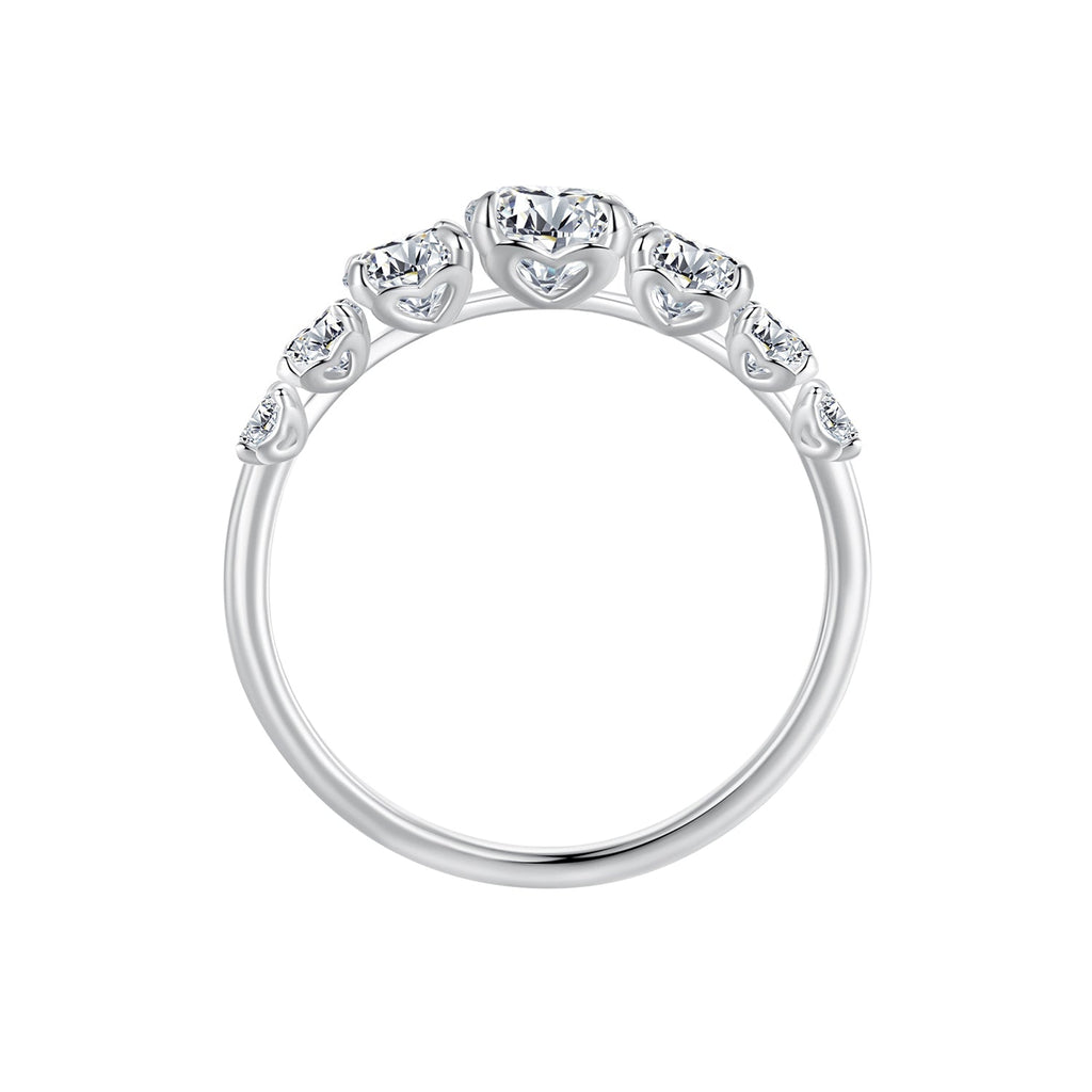 925 Sterling Silver Moissanite Engagement Ring with 5mm, 4mm, 3mm, 2.5mm Stones for Women