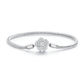 925 Sterling Silver Bracelet with Pavé Setting CZ, 17cm for Women