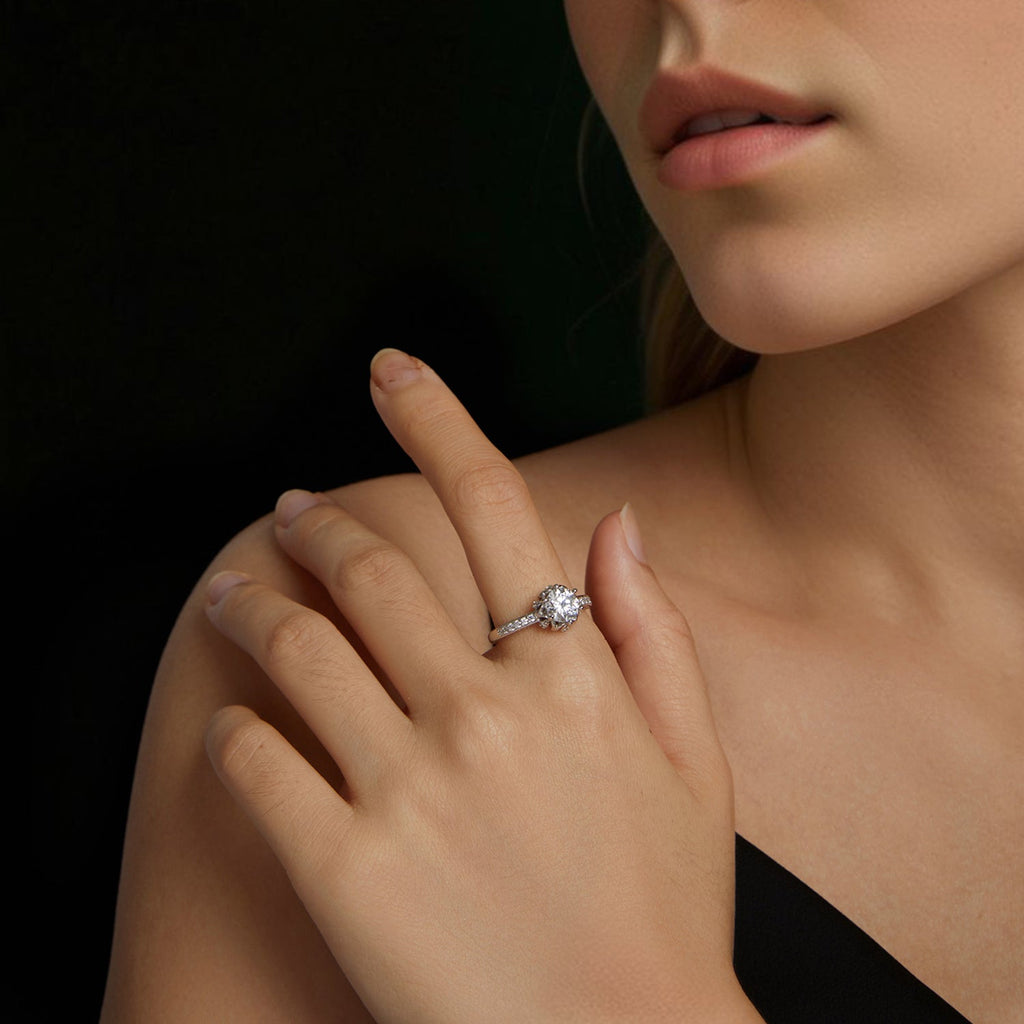 925 Sterling Silver Moissanite Ring 1ct Size 6