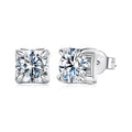 925 Sterling Silver & Moissanite Earrings - White Gold Plated, 0.5ct, Style S for Women
