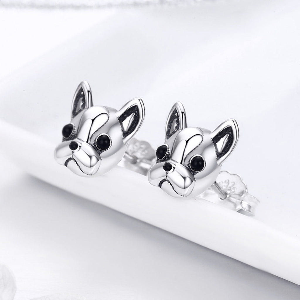 925 Sterling Silver Oxidized Enamel Earrings for Women 1*1cm