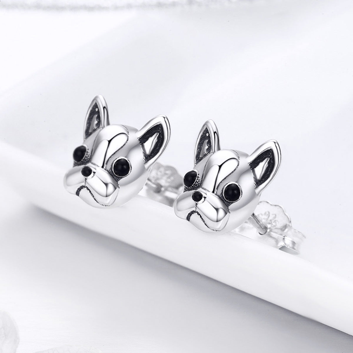 925 Sterling Silver Oxidized Enamel Earrings for Women 1*1cm