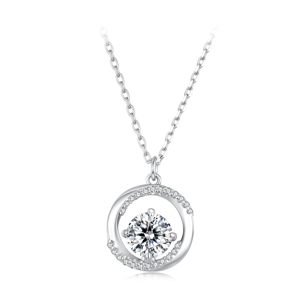 925 Sterling Silver Moissanite Necklace 40+5cm with CZ for Women