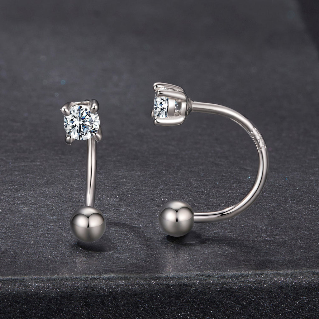 925 Sterling Silver Moissanite 0.1ct Earrings 1.3cm for Women