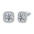 925 Sterling Silver Moissanite 1.0cm Earrings with Pavé Setting for Women