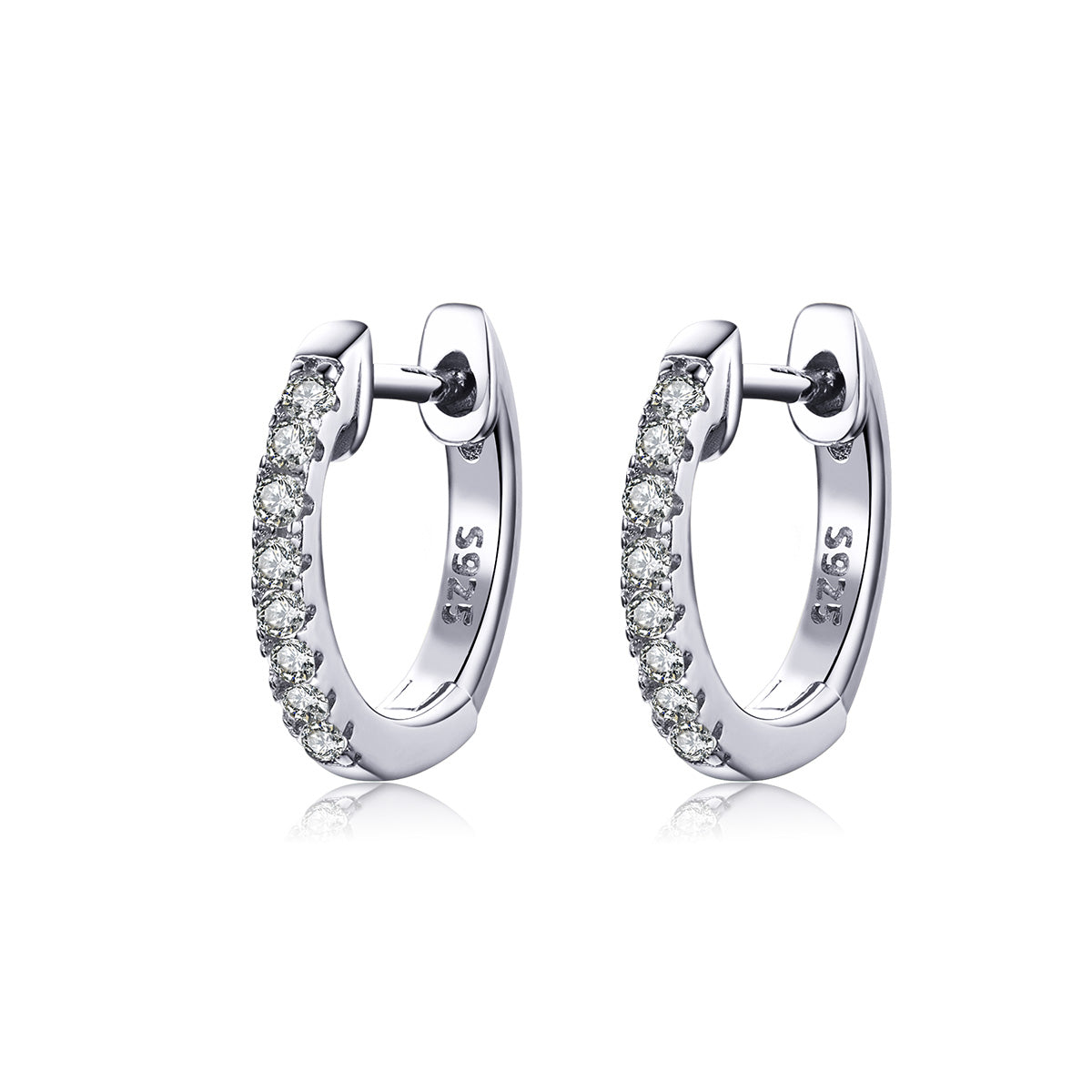 925 Sterling Silver 1.3cm Pavé Set CZ Earrings