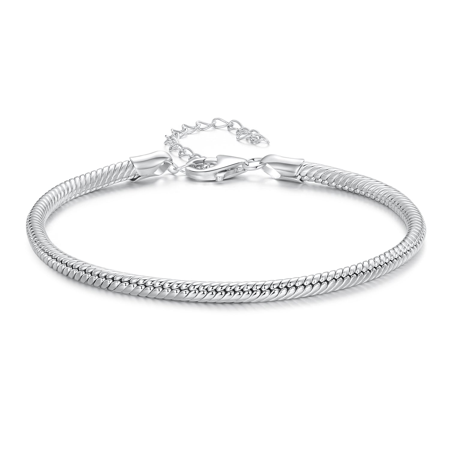 925 Sterling Silver Plated Platinum Bracelet with Adjustable Length for Women