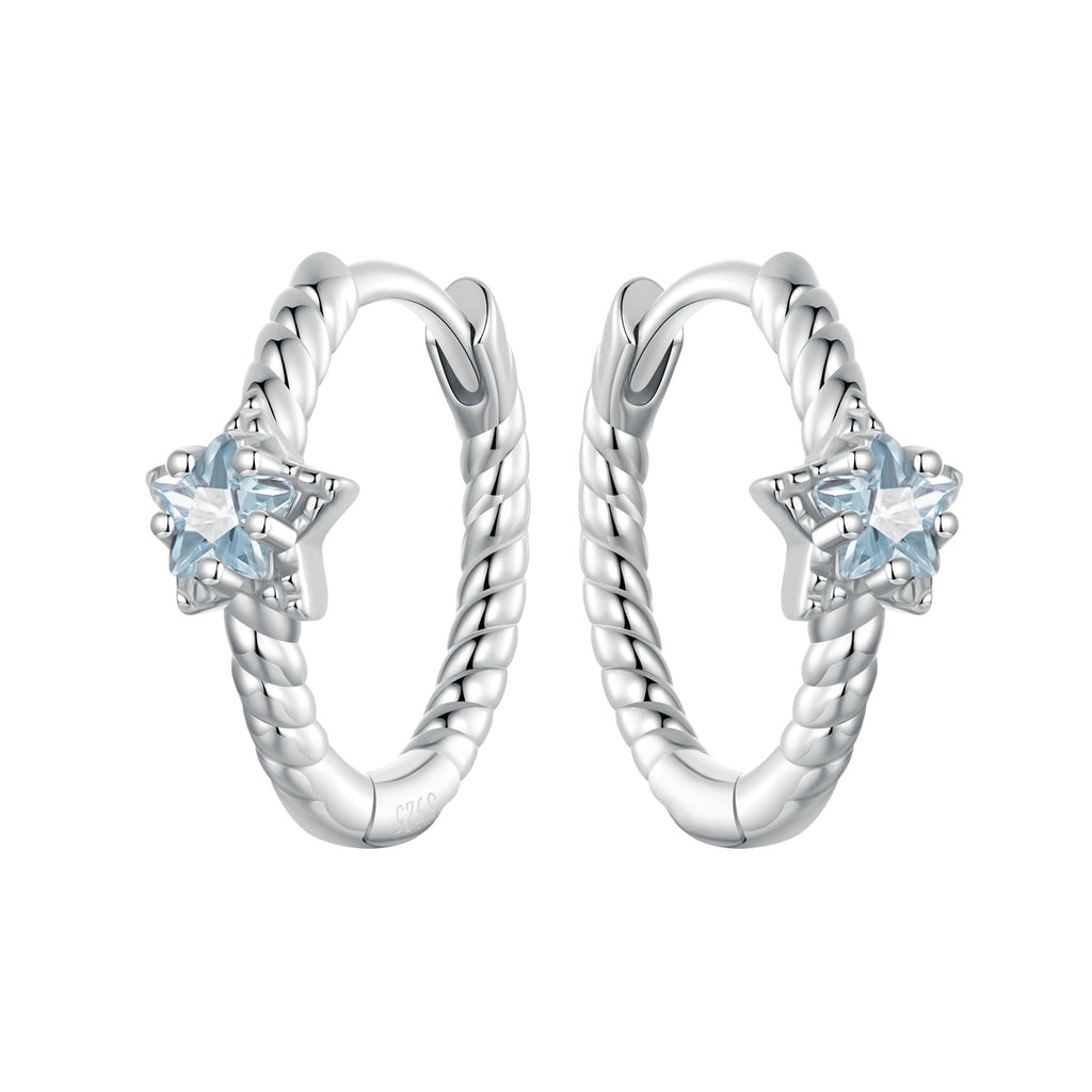 925 Sterling Silver Earrings with CZ and White Gold Plating, 1.3cm for Women