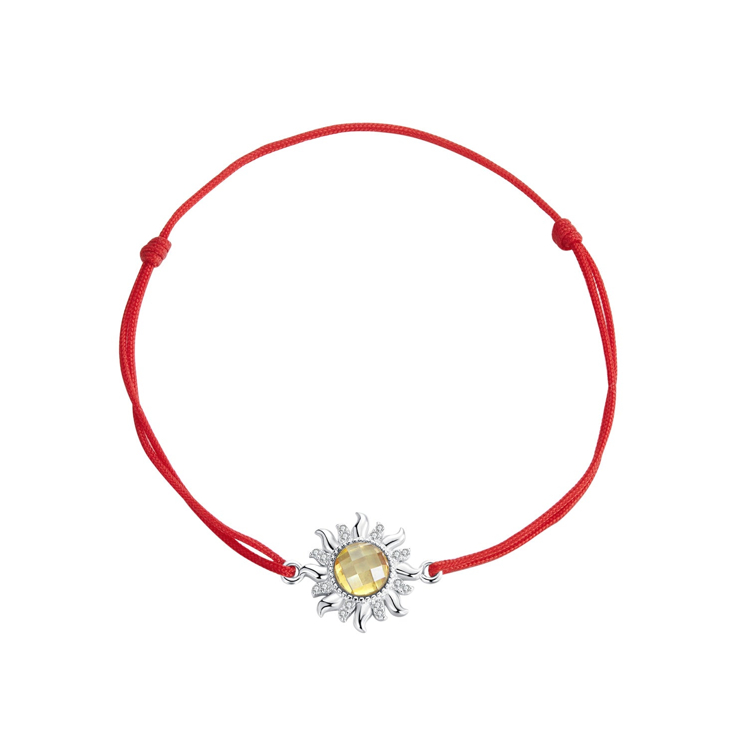 925 Sterling Silver Adjustable Length Bracelet with CZ and Glass Pendant for Women
