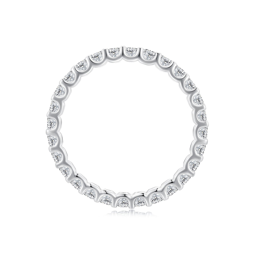 S925 Sterling Silver 2.0mm Moissanite Ring Size 9 for Women