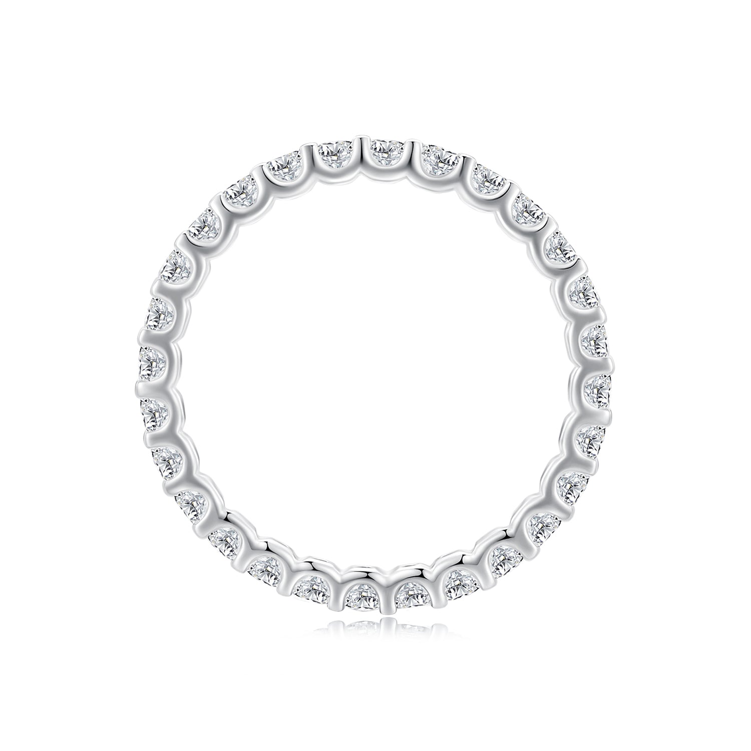 S925 Sterling Silver 2.0mm Moissanite Ring Size 9 for Women