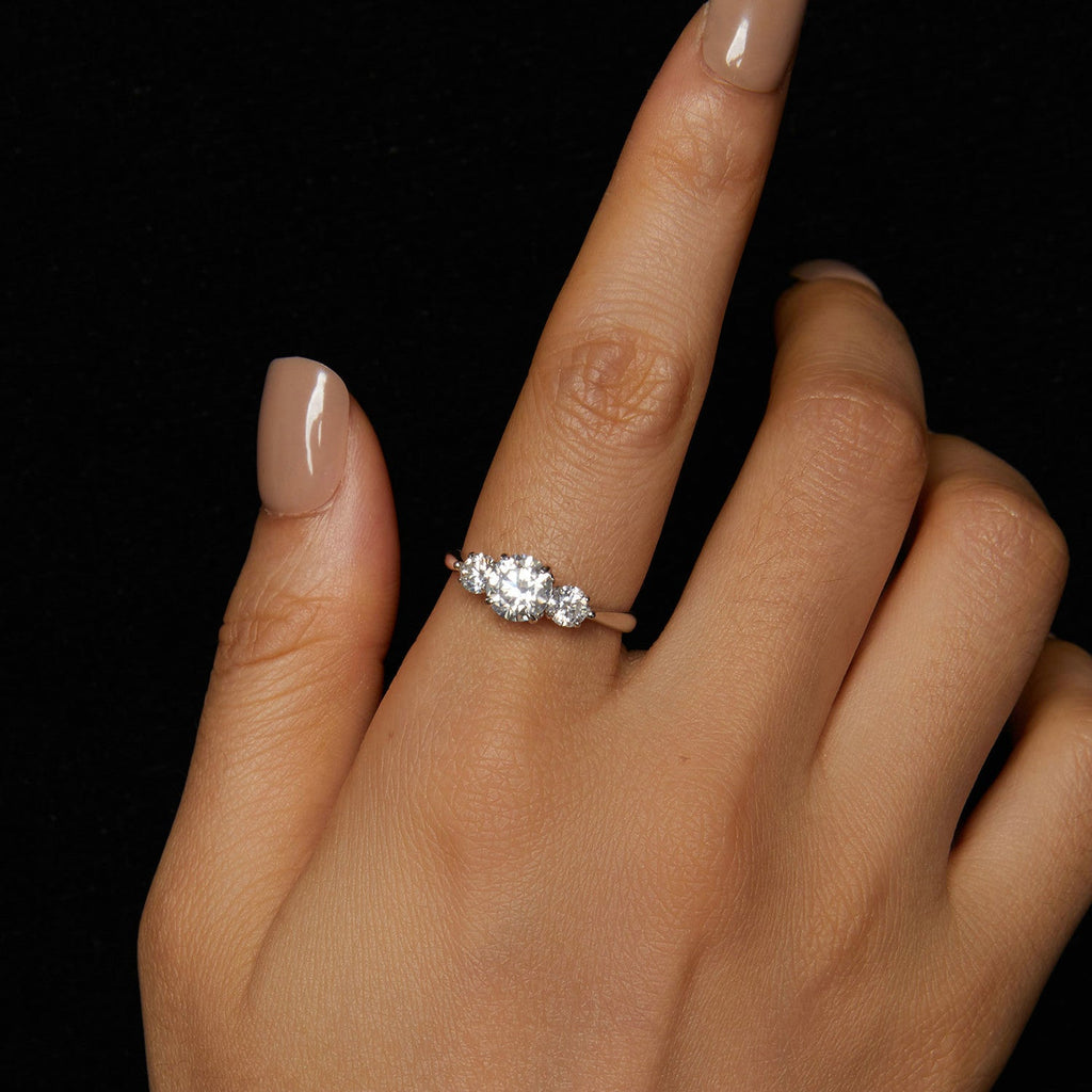 925 Sterling Silver Moissanite 6.5mm 1ct Ring, Size E for Women