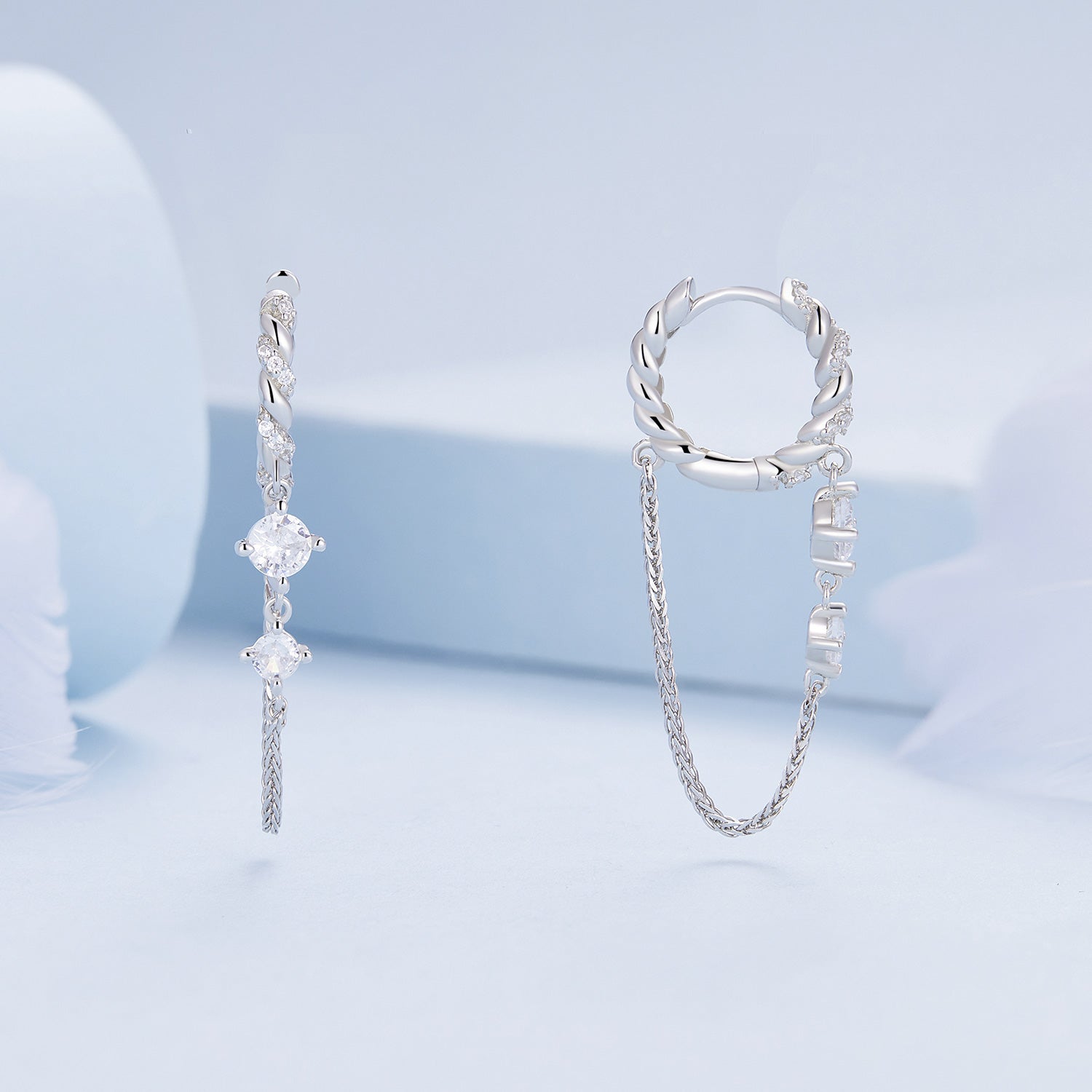 925 Sterling Silver Earrings with Pavé Setting CZ, 34*6mm for Women