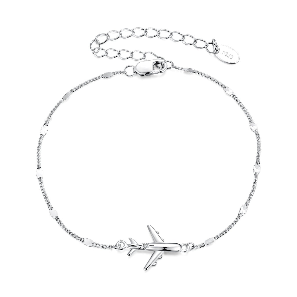 925 Sterling Silver White Gold Plated 16+5cm Bracelet with CZ Pendant for Women